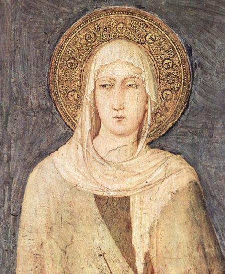 Simone Martini detail depicting Saint Clare of Assisi from a fresco  in the Lower basilica of San Francesco Norge oil painting art